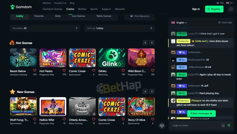 Gamdom Casino casino bonus interface